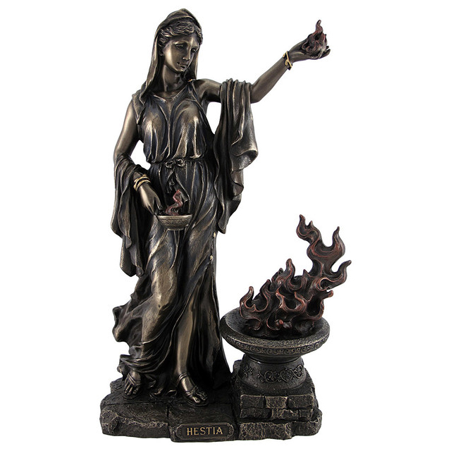 Ancient greek oven goddess bronze Hestia  statue